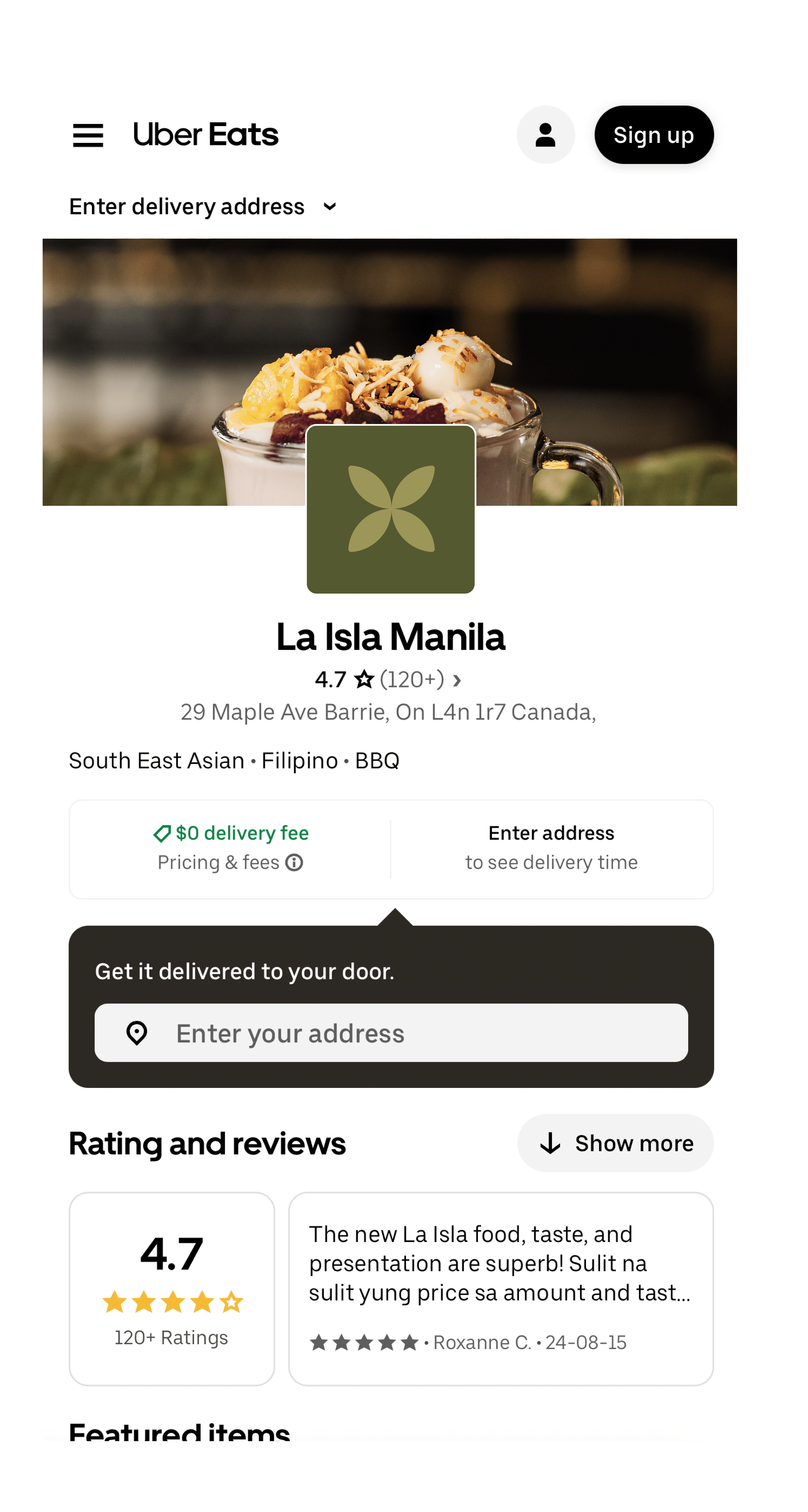 La Isla Manila UberEats Mockup